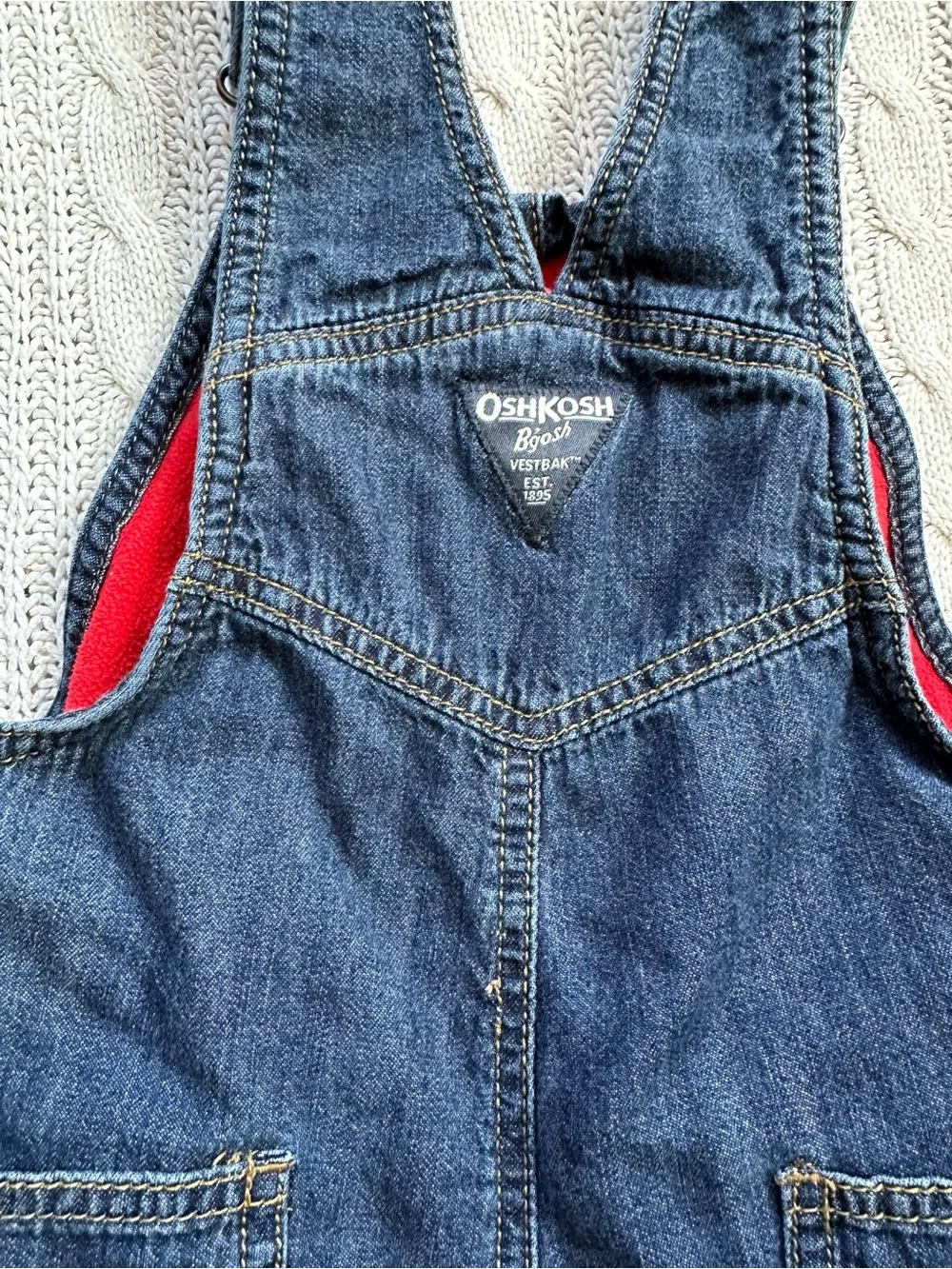 OshKosh B'gosh Denim Overalls with Red Lining